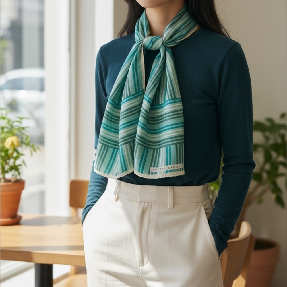 Chic Teal Striped Scarf by PrettyCamel